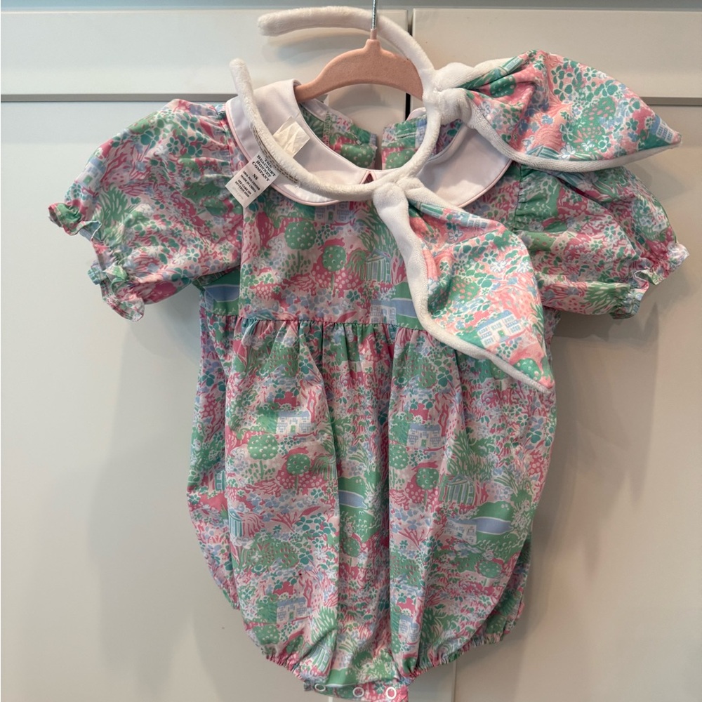 The Beaufort Bonnet Company Pink and Green Kids Matching Set